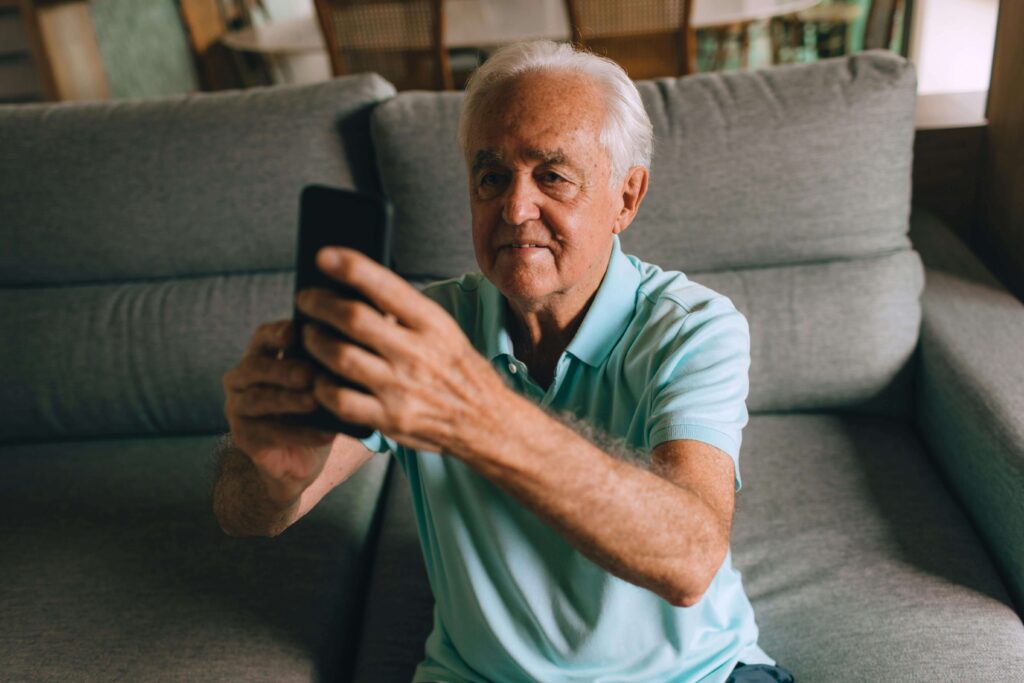 Senior engaging in a brain-stimulating activity.