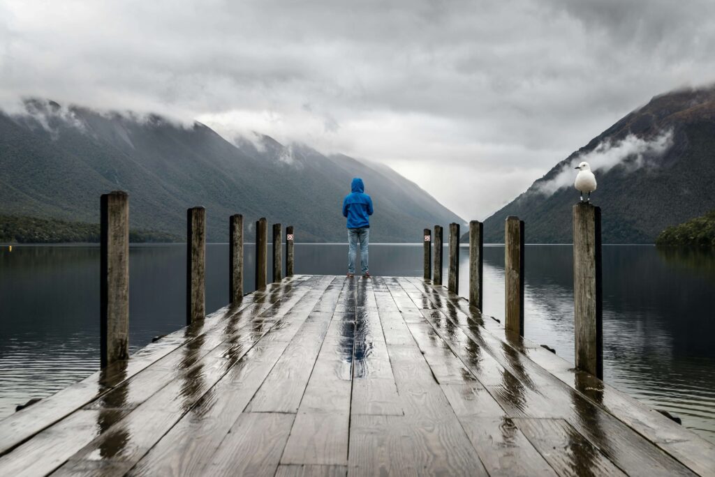 Person taking a break outside to enhance cognitive function.